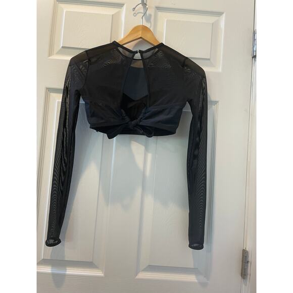 #Unique Vintage Black Mesh Long Sleeve Swim Top Sz # - Picture 1 of 2